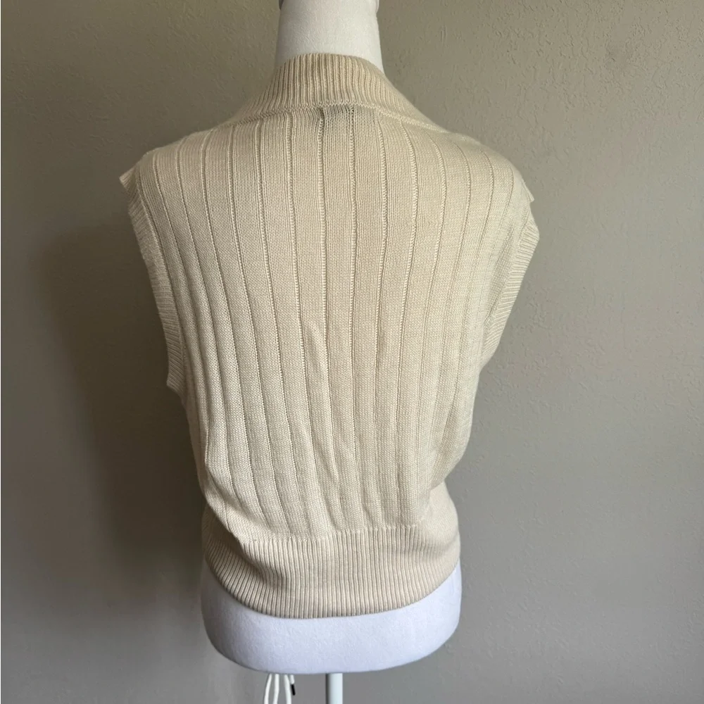 SOLD Sincerely Jules Cream Cable Knit V-Sweater Vest Womens S Eclectic Grandpa - Picture 5 of 6